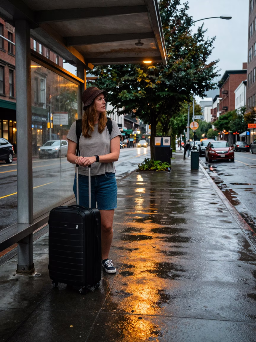 Traveler at Evening Light in in Portland, Oregon, United States
