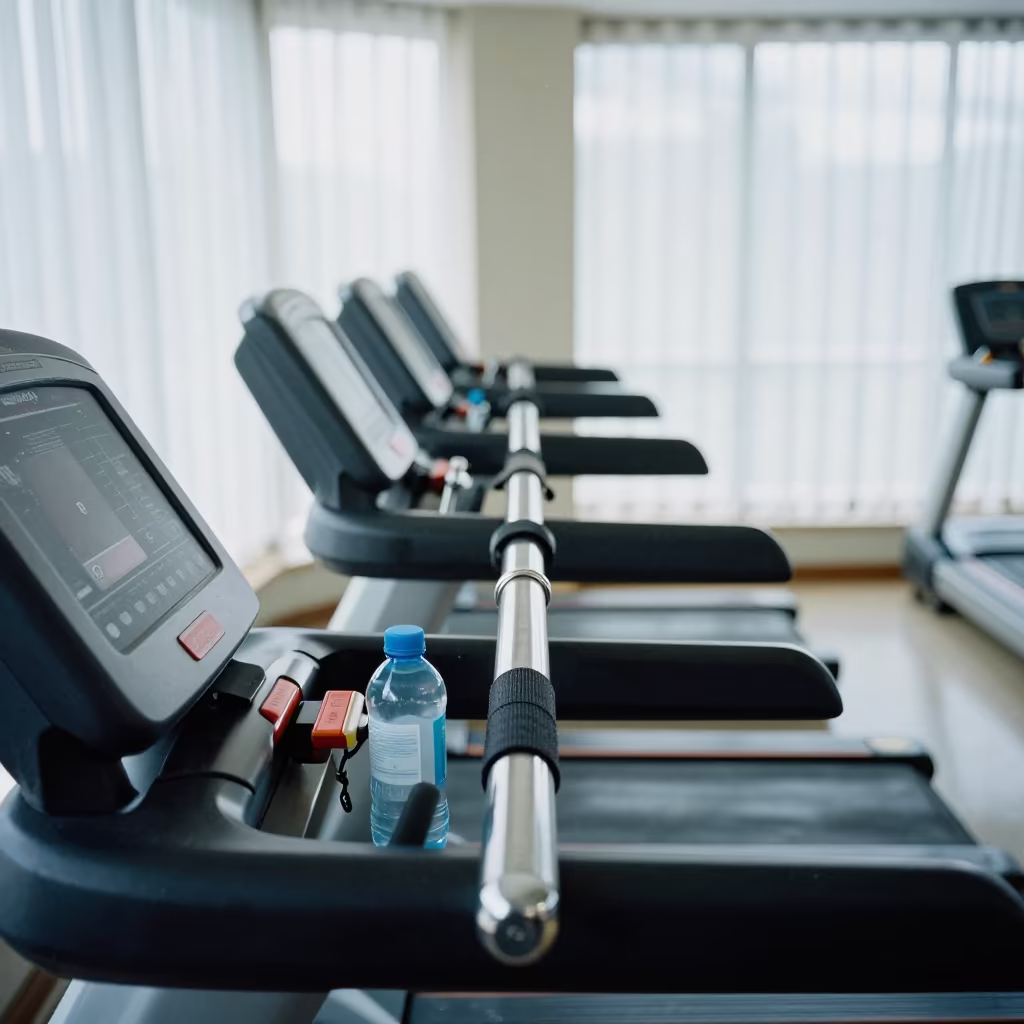 Treadmill Safety Key Rail in Addis Ababa Gym in along a row of machines in a bright gym in Addis Ababa