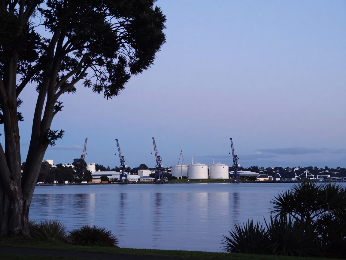 Tree Avenue in Auckland at Nautical Dawn Light in in Auckland, New Zealand