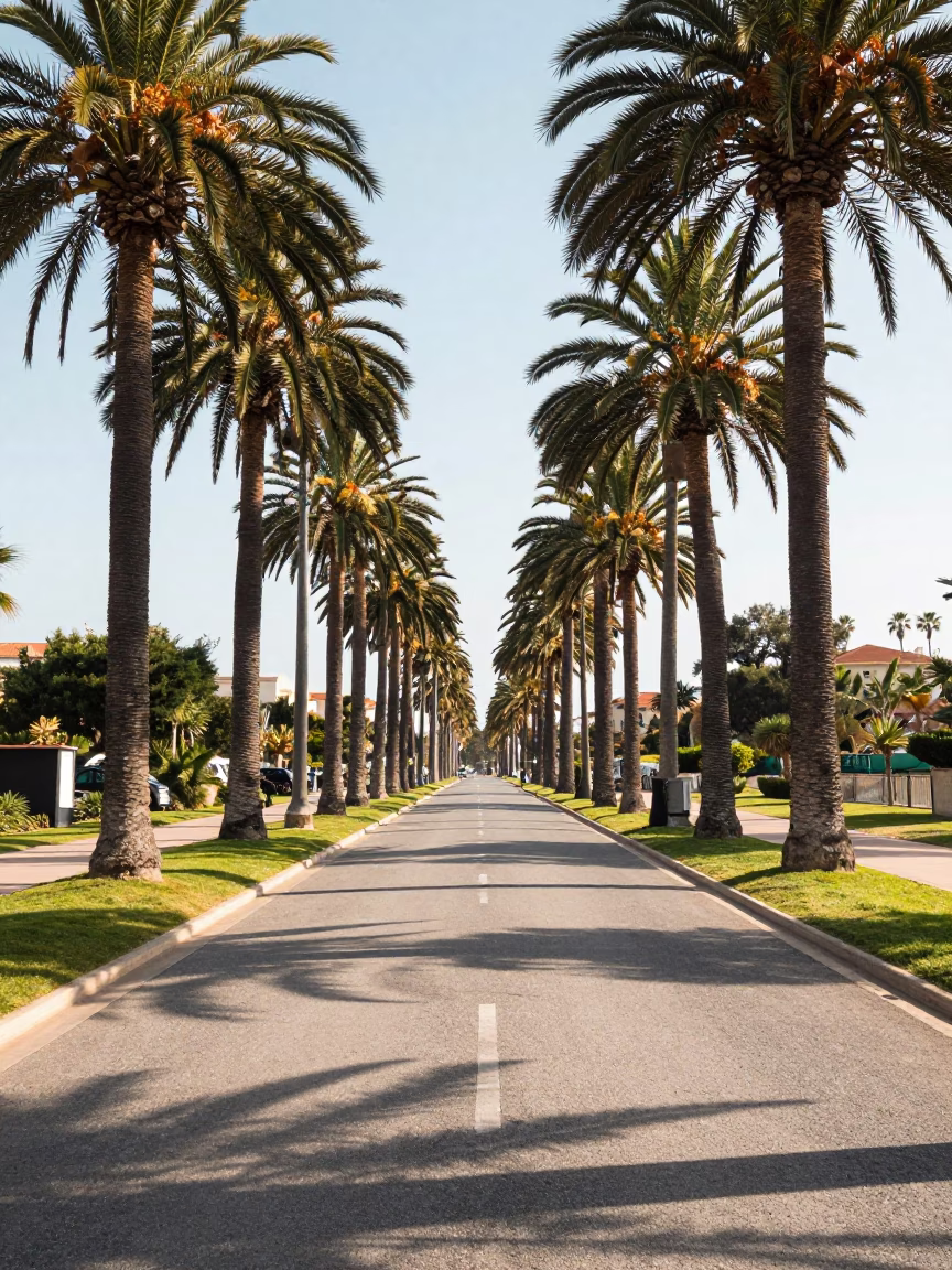 Tree Avenue in Nice at The Early Afternoon Light in in Nice, France