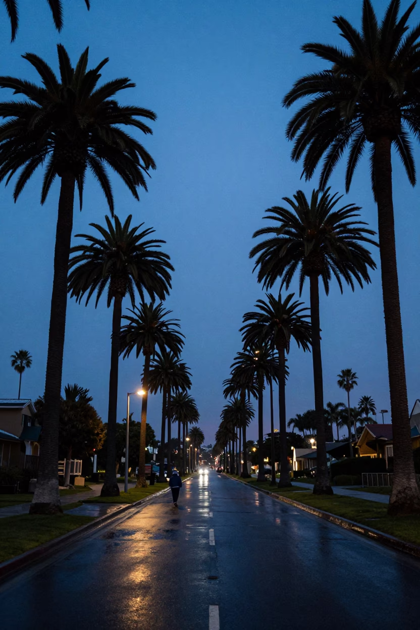 Tree Avenue in San Diego at Blue Hour in in San Diego, California, United States
