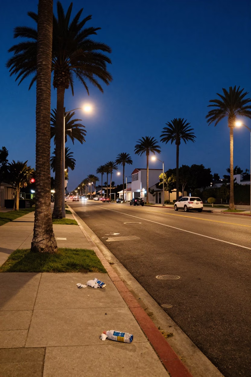 Tree Boulevard at Midnight Light in San Diego in in San Diego, California, United States