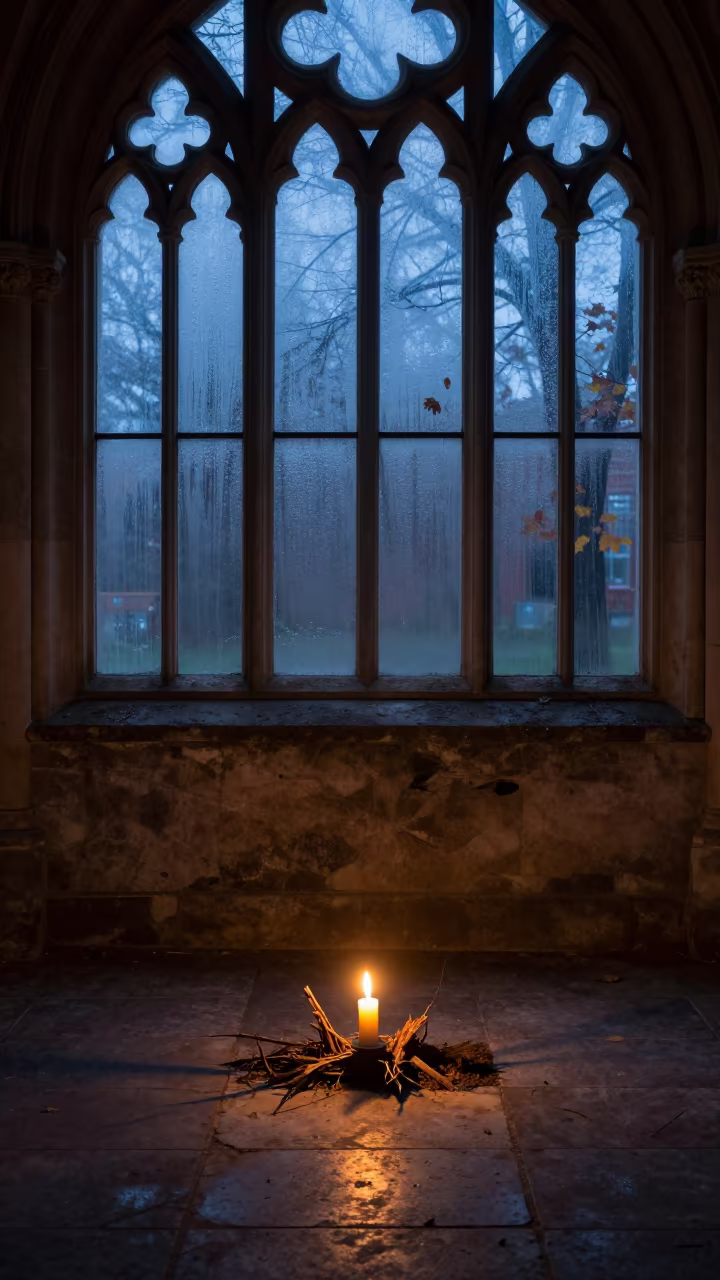 Tree Growing Through Chapel Floor in DC Cloister in inside a quiet cloister passage in Adams Morgan, Washington DC