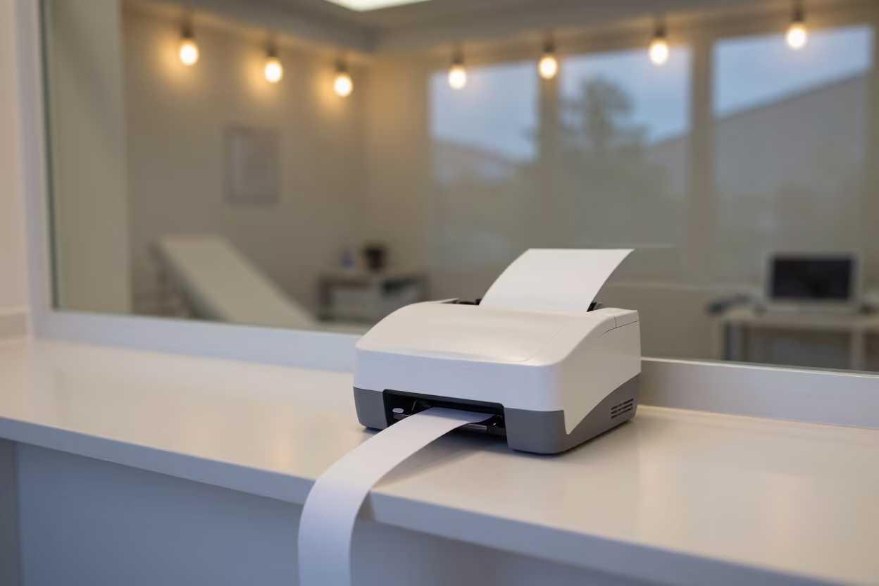 Triage Printer in Trieste Clinic Exam Room in inside a clinic exam room in Trieste