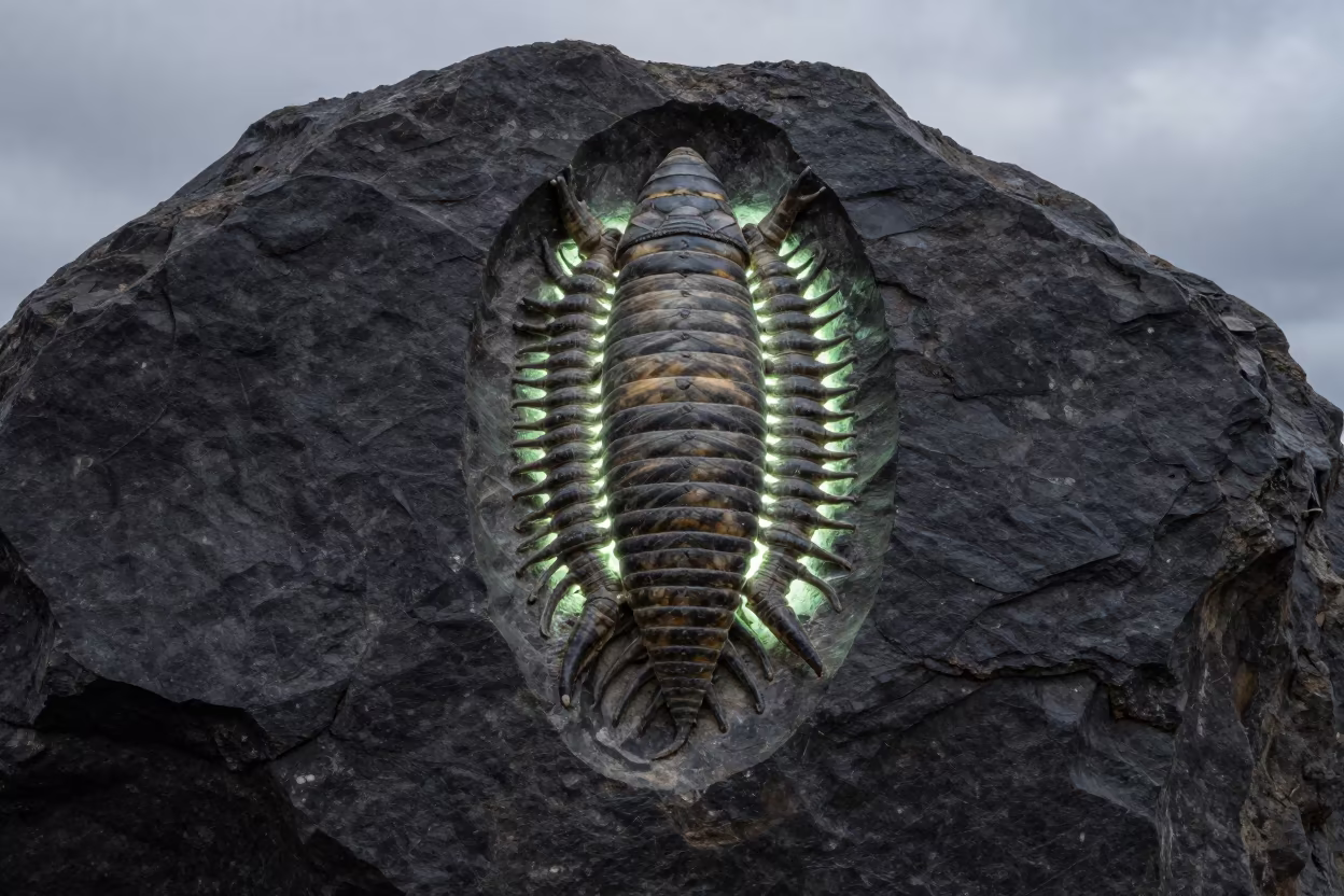 Trilobite Fossil in Dark Shale Midnight in in Adıyaman