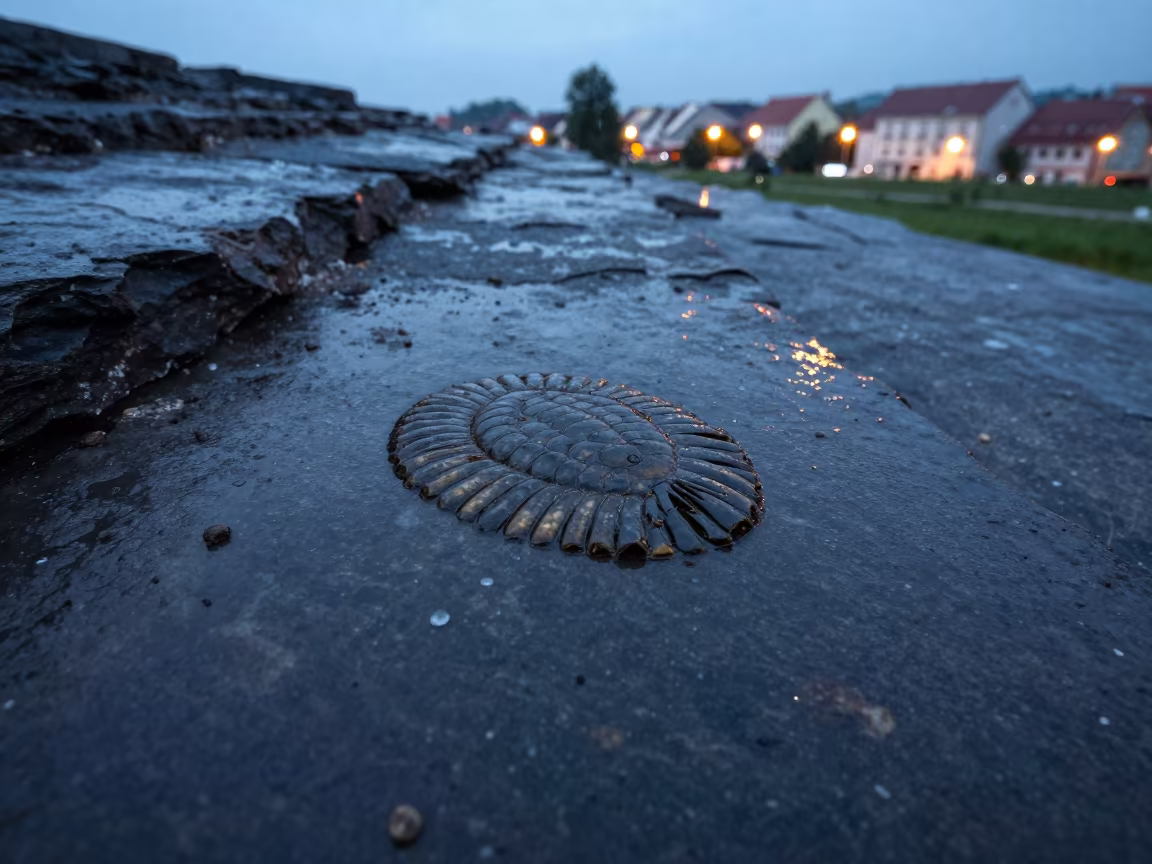 Trilobite Fossil in Shale by City Lights in near Bielsko-Biała