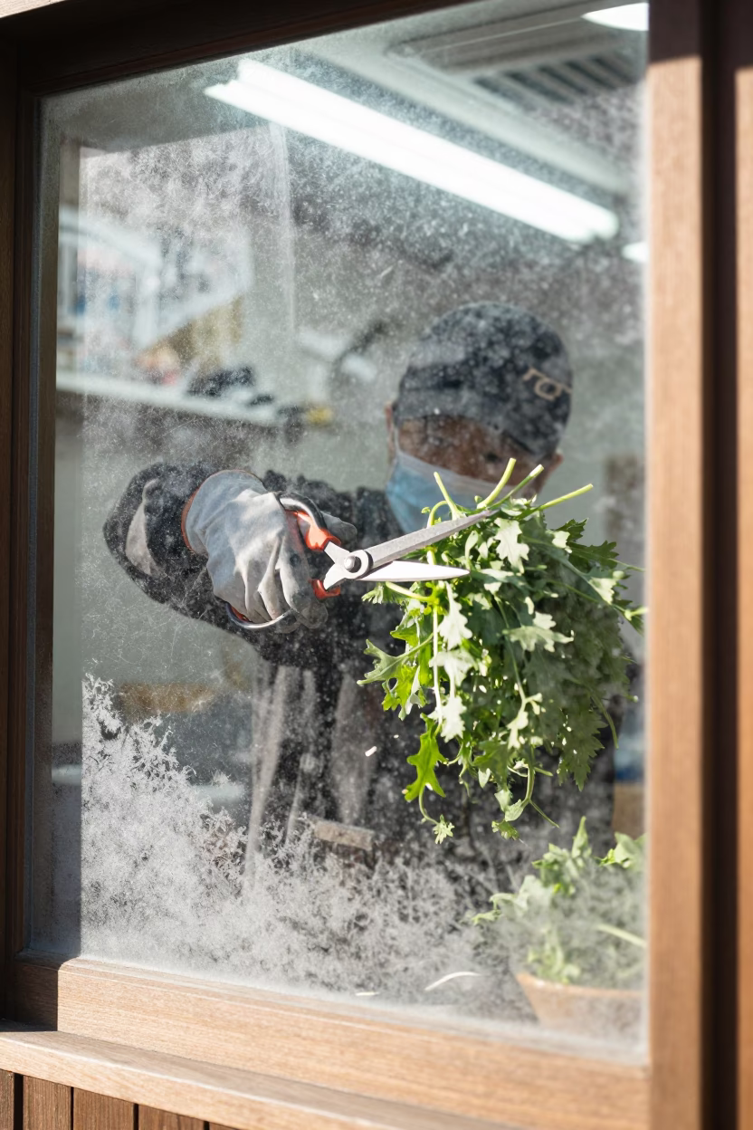 Trimming Greens in Sapporo in in Sapporo, Japan