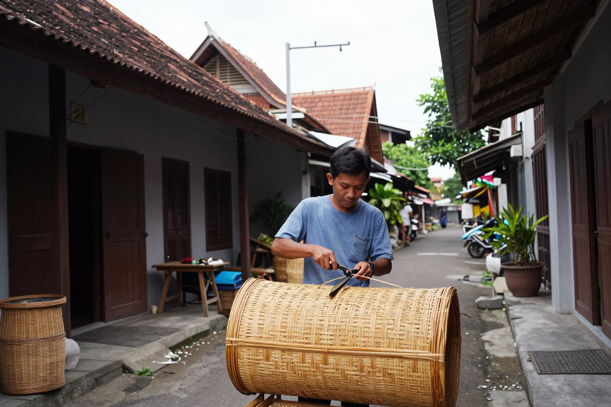 Trimming Rattan in Yogyakarta in in Yogyakarta, Indonesia
