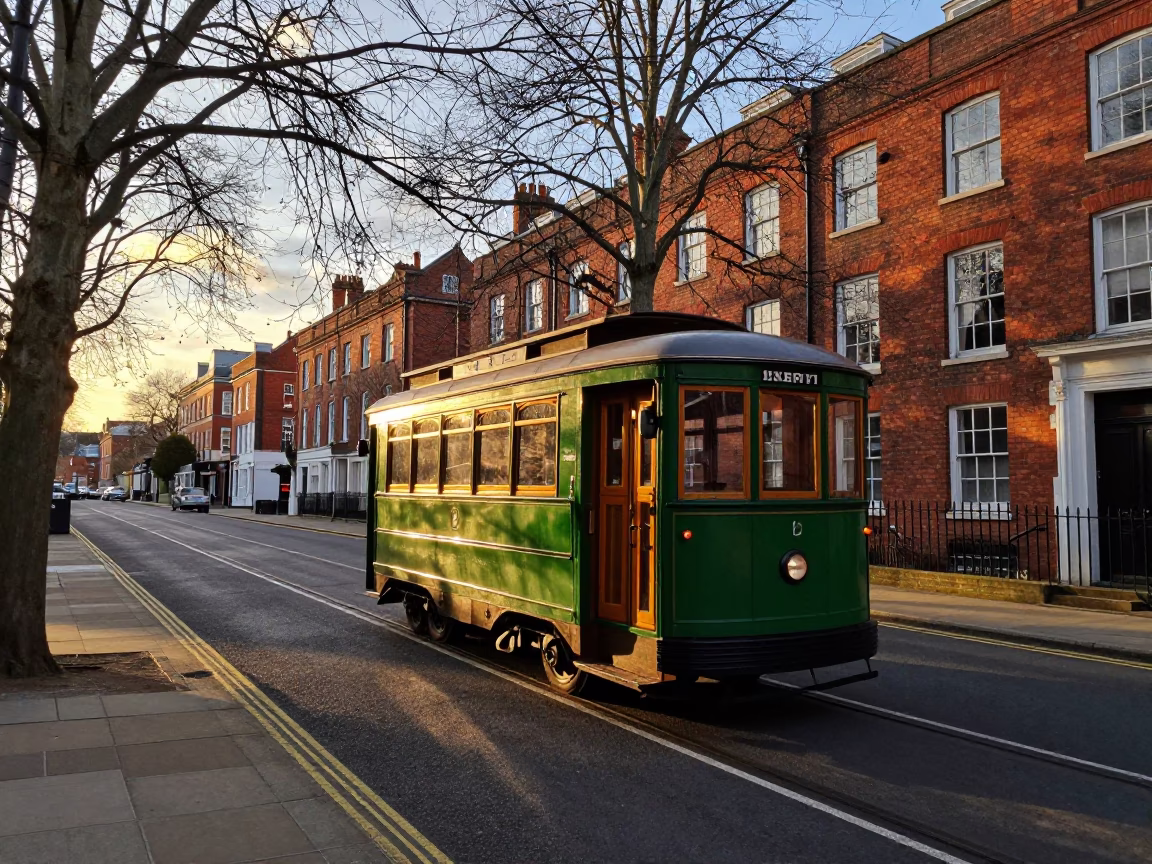 Trolley Car at Golden Hour in Bristol in in Bristol, United Kingdom