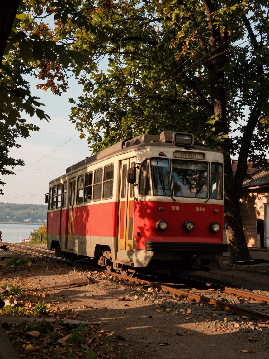 Trolley Climbing Steep Hill With Bay View in near Sloviansk