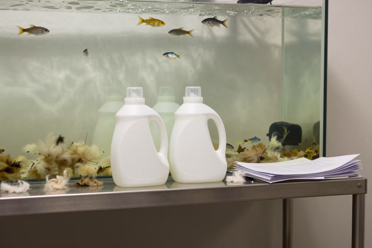 Tropical Fish Swim Over Kennel Laundry Shelf in inside an adoption room in Hangzhou