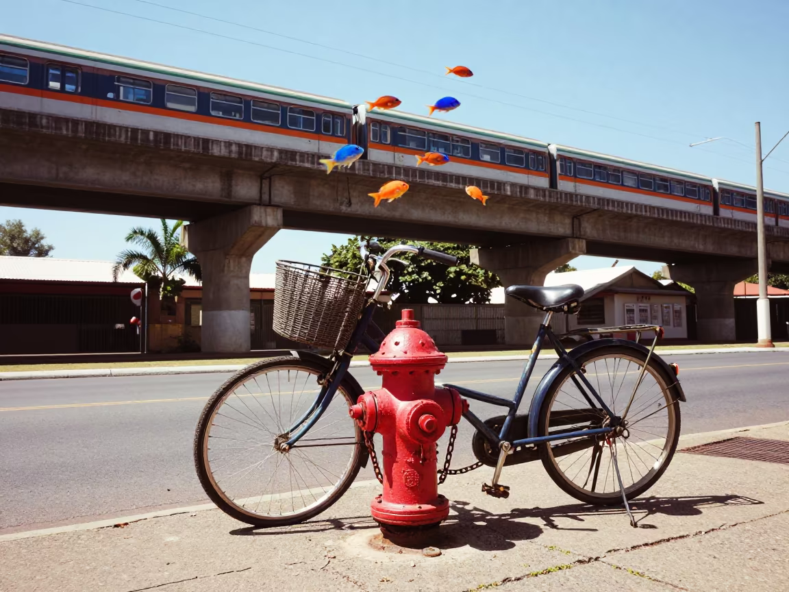 Tropical Fish Swim Over Potchefstroom Street in under an elevated train line in Potchefstroom