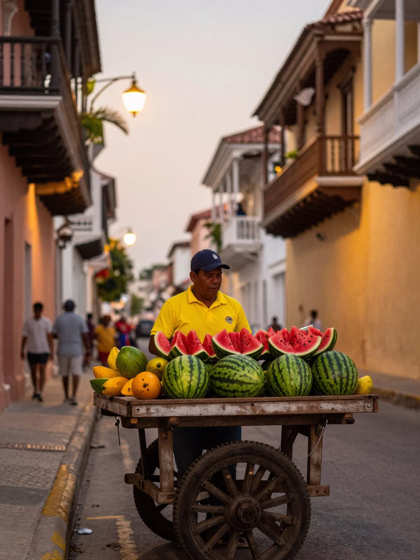 Tropical Fruit in Cartagena at The Early Evening Light in in Cartagena, Colombia
