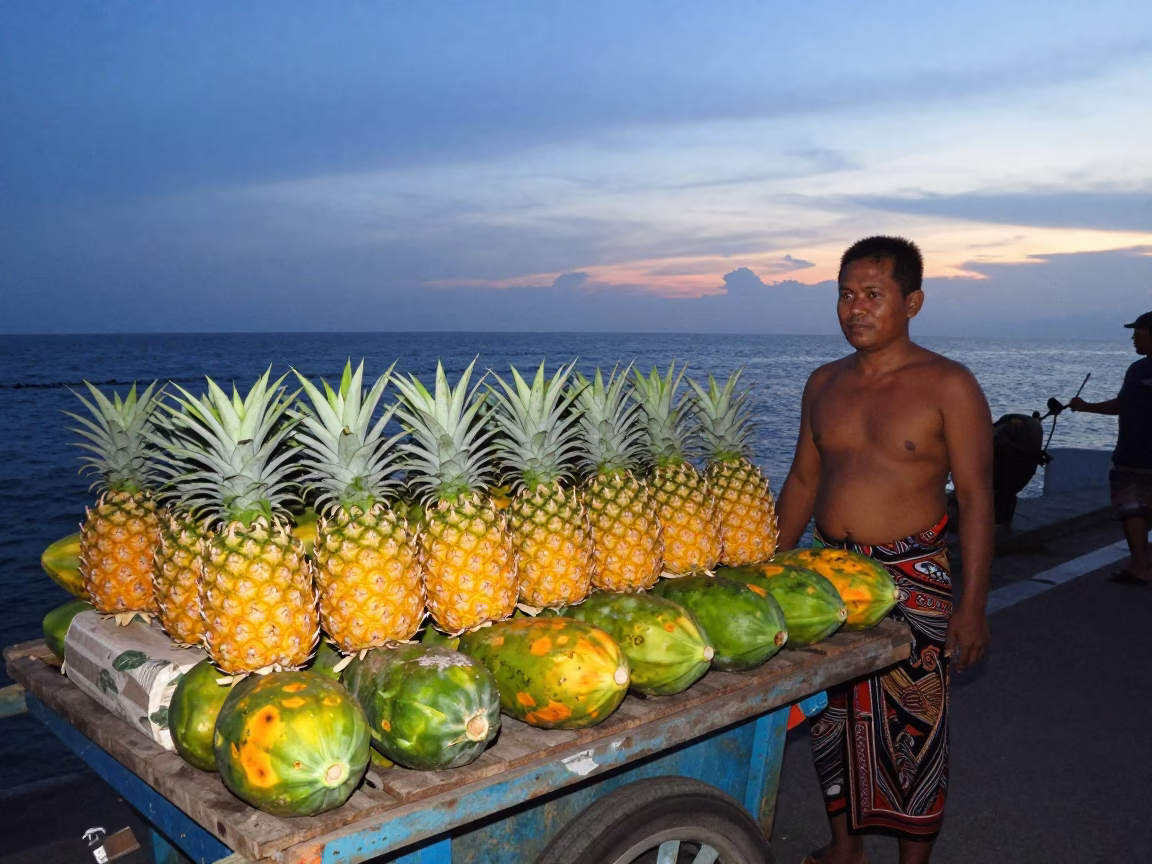 Tropical Fruit in Denpasar at Nautical Dawn Light in in Denpasar, Indonesia