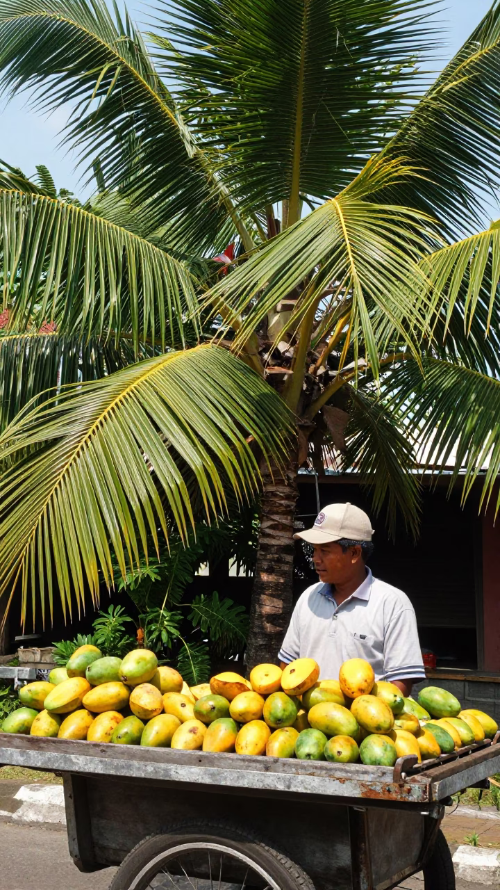 Tropical Fruits in Yogyakarta at Bright Midmorning Light in in Yogyakarta, Indonesia