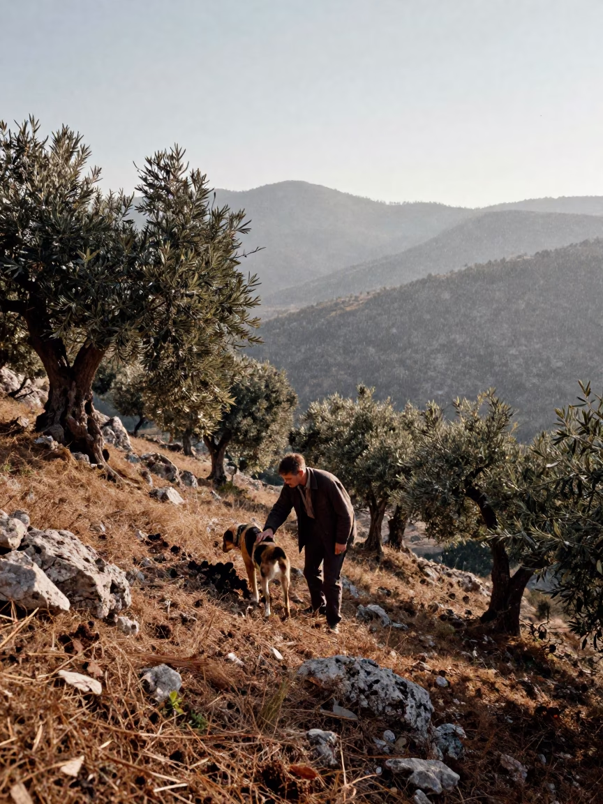 Truffle Hunter Dog Bodrum Hillside Drizzle in on a hillside near Bodrum