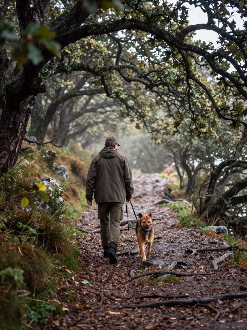 Truffle Hunter Dog Mountain Path Akure in on a mountain path near Akure