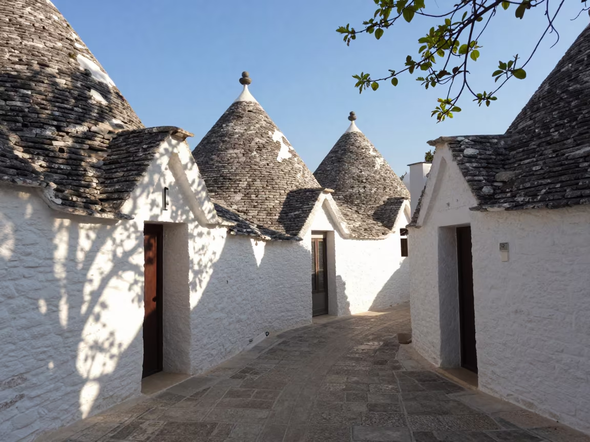 Trulli Village Passageway Late Afternoon Light in inside a skylit passageway near Rennes