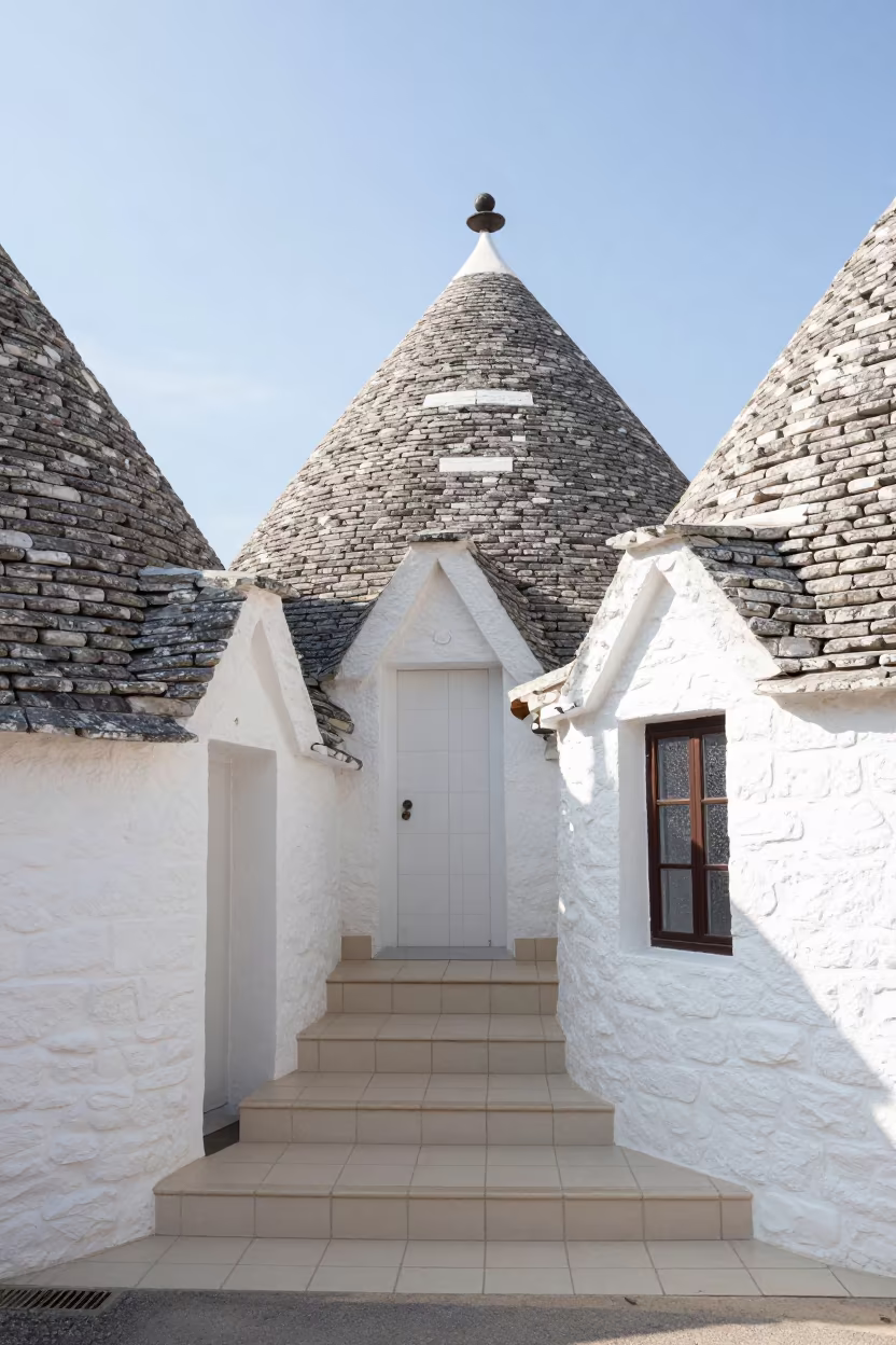 Trullo House Cluster in Polish Stair Hall in inside a tiled stair hall in Dąbrowa Górnicza