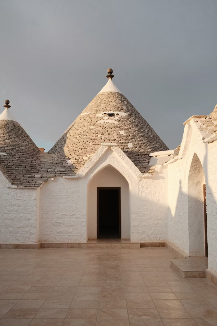 Trullo House Stair Hall Sunset Kabul in inside a tiled stair hall in Kabul