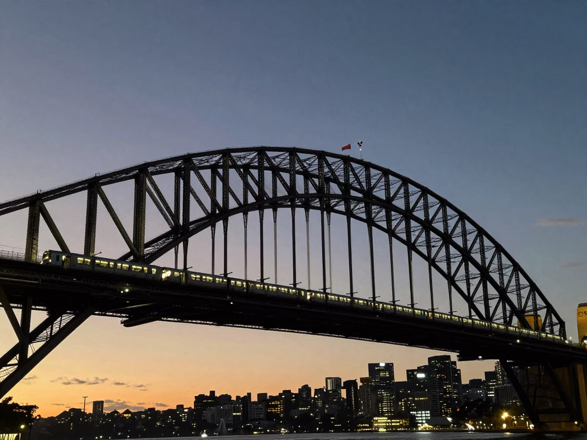 Trusses Darkness in Sydney at The Predawn Darkness Light in in Sydney, New South Wales, Australia