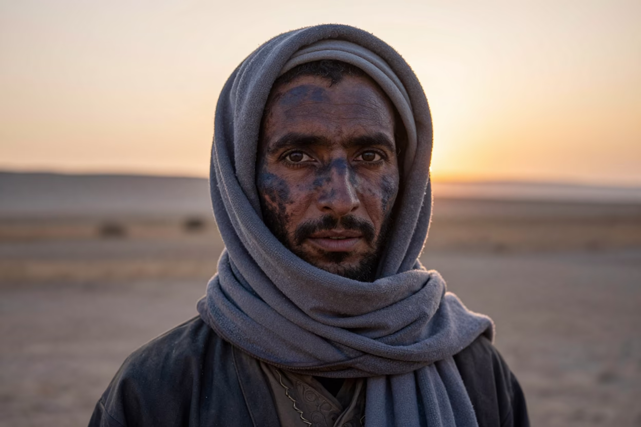 Tuareg Man Indigo Skin Sunset Snow Iğdır in in Iğdır