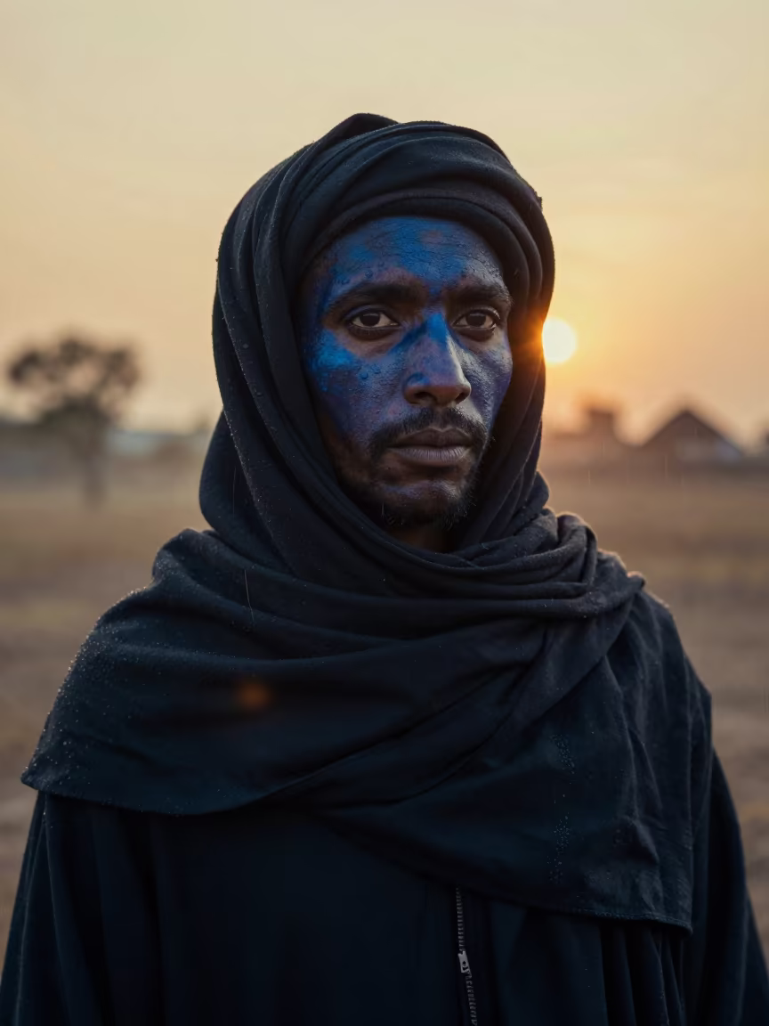 Tuareg Man Indigo Skin Yogyakarta Golden Hour in in Yogyakarta