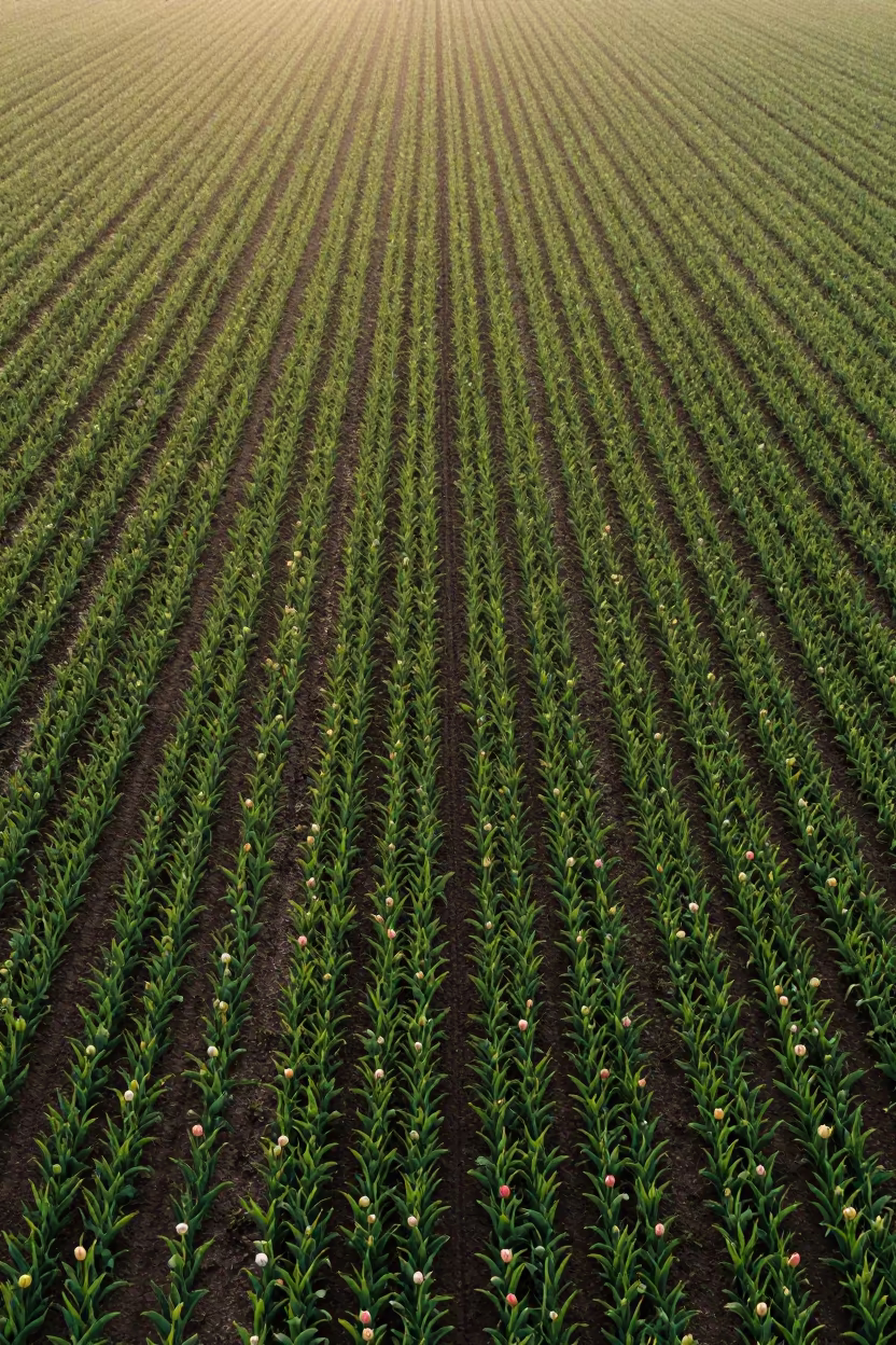 Tulip Bulb Fields in Copper Light Before Dusk in in Paraná