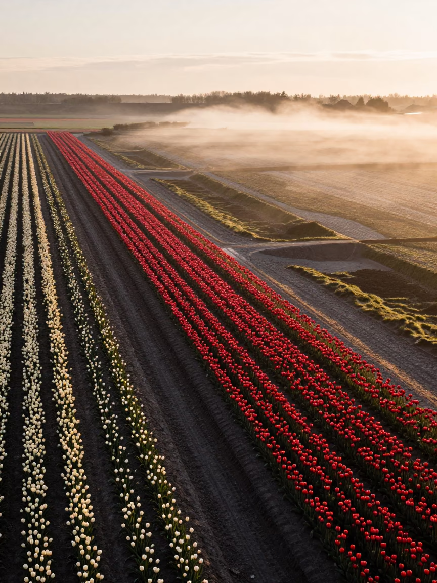 Tulip Bulb Fields Dawn Shadow Chad Shoreline in along a wave-cut shoreline in Chad