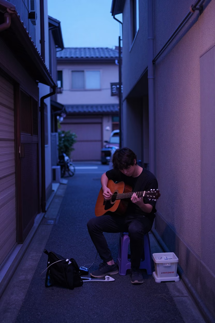 Tuning Guitar in Fukuoka in in Fukuoka, Japan