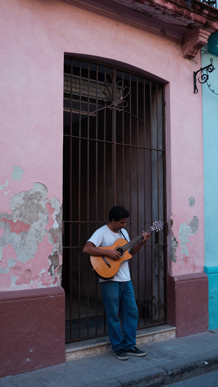 Tuning Guitar in Havana in in Havana, Cuba