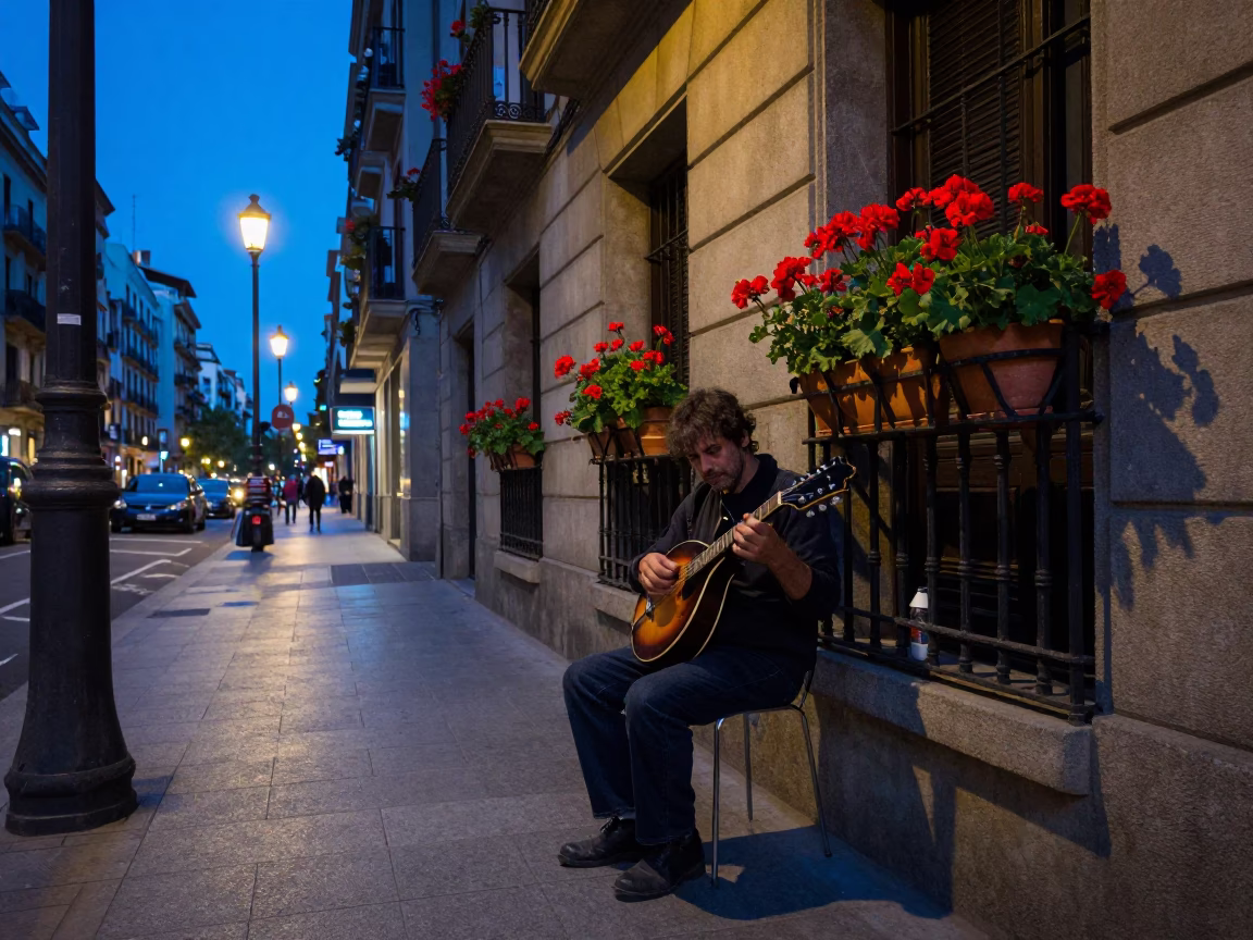 Tuning Mandolin in Barcelona in in Barcelona, Spain