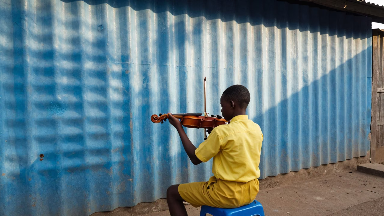 Tuning Violin in Accra in in Accra, Ghana