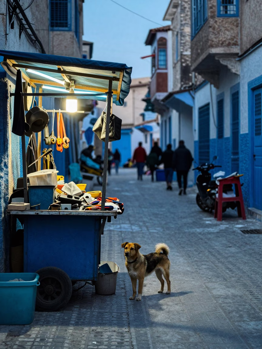 Tunis Dog at Blue Hour in in Tunis, Tunisia