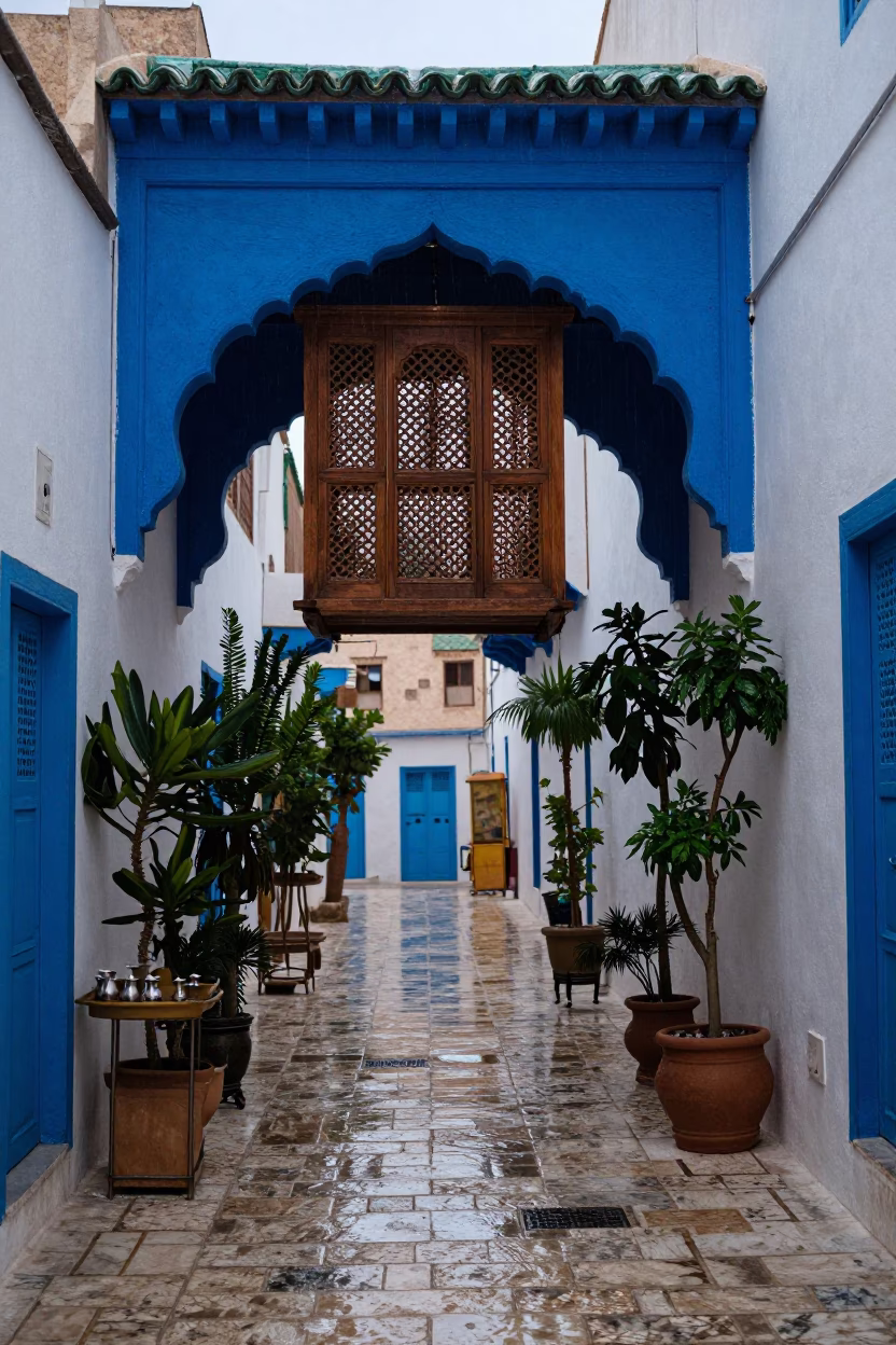 Tunis Houseplant at Dusk Light in in Tunis, Tunisia