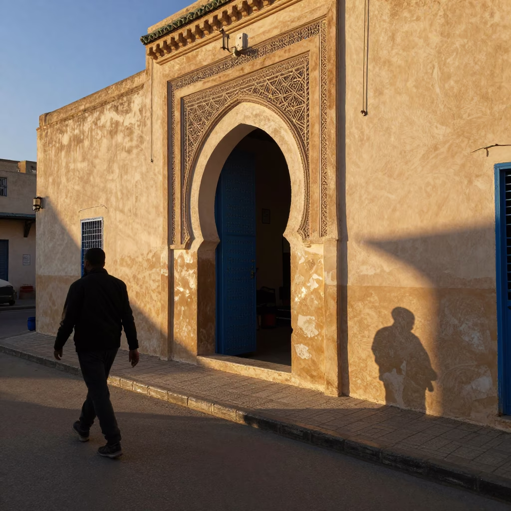 Tunis Late Afternoon Street Scene with Brushed Steel Rim and Urban Details in in Tunis, Tunisia