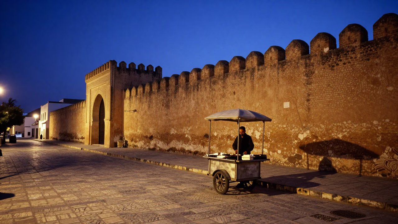 Tunis Scene Medina at Blue Hour in in Tunis, Tunisia