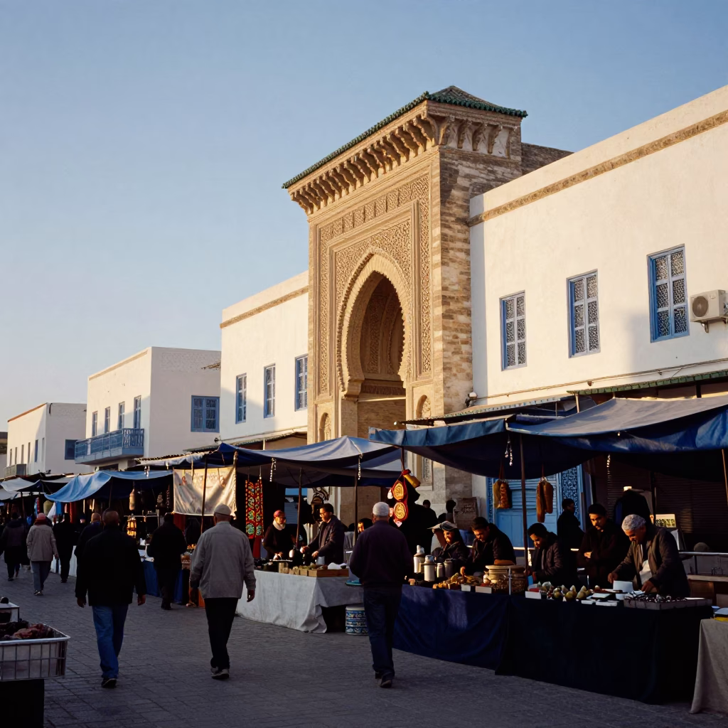 Tunis Street Photography at The Early Morning Light in in Tunis, Tunisia