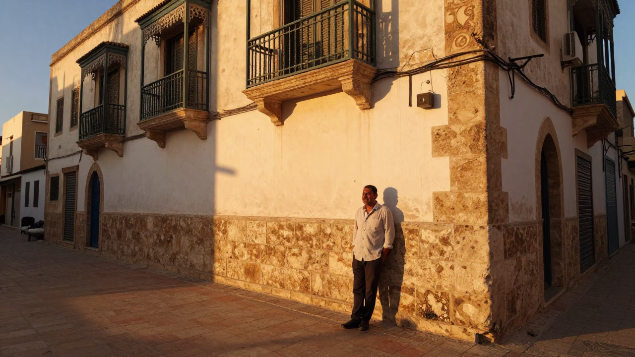 Tunis Street Scene at Golden Hour in in Tunis, Tunisia