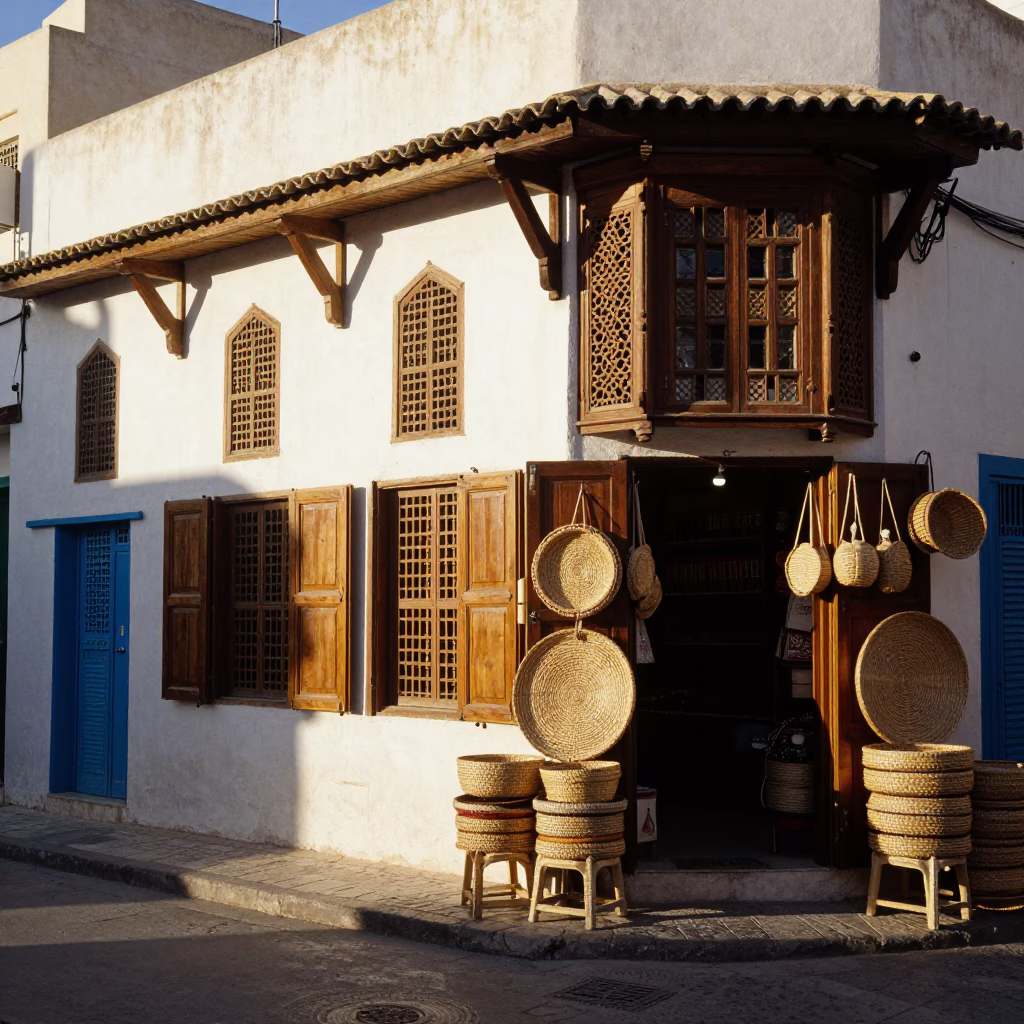 Tunis Street Scene at The Late Afternoon Light in in Tunis, Tunisia