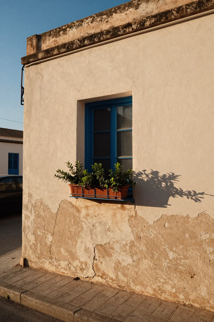 Tunis Tunisia Late Afternoon Street Scene with Window Box and Local Life in in Tunis, Tunisia