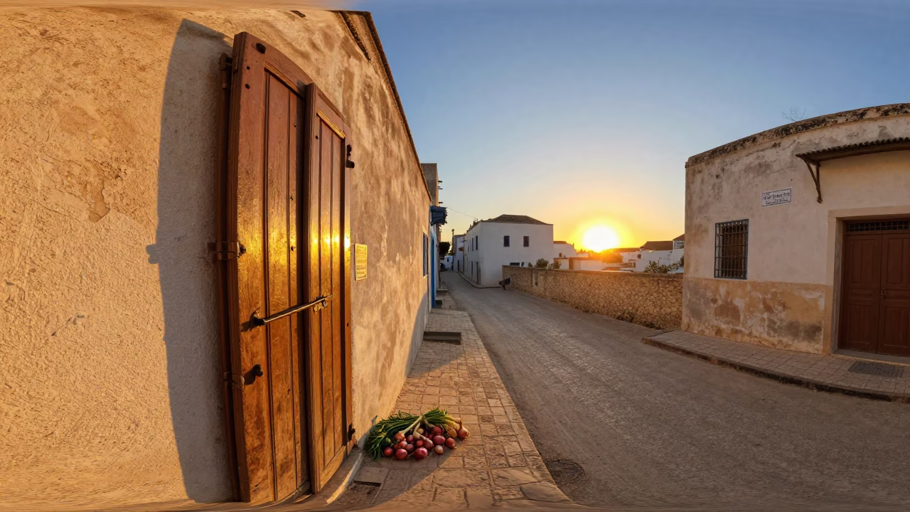 Tunis Tunisia Street Scene at Sunset with Latch and Onions in in Tunis, Tunisia
