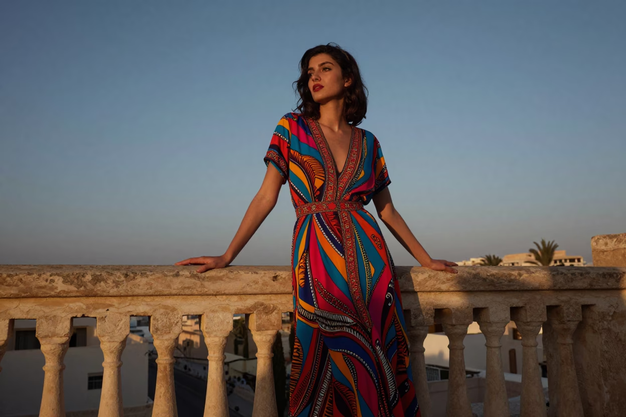 Tunis Tunisian Woman at First Light Of Dawn in in Tunis, Tunisia