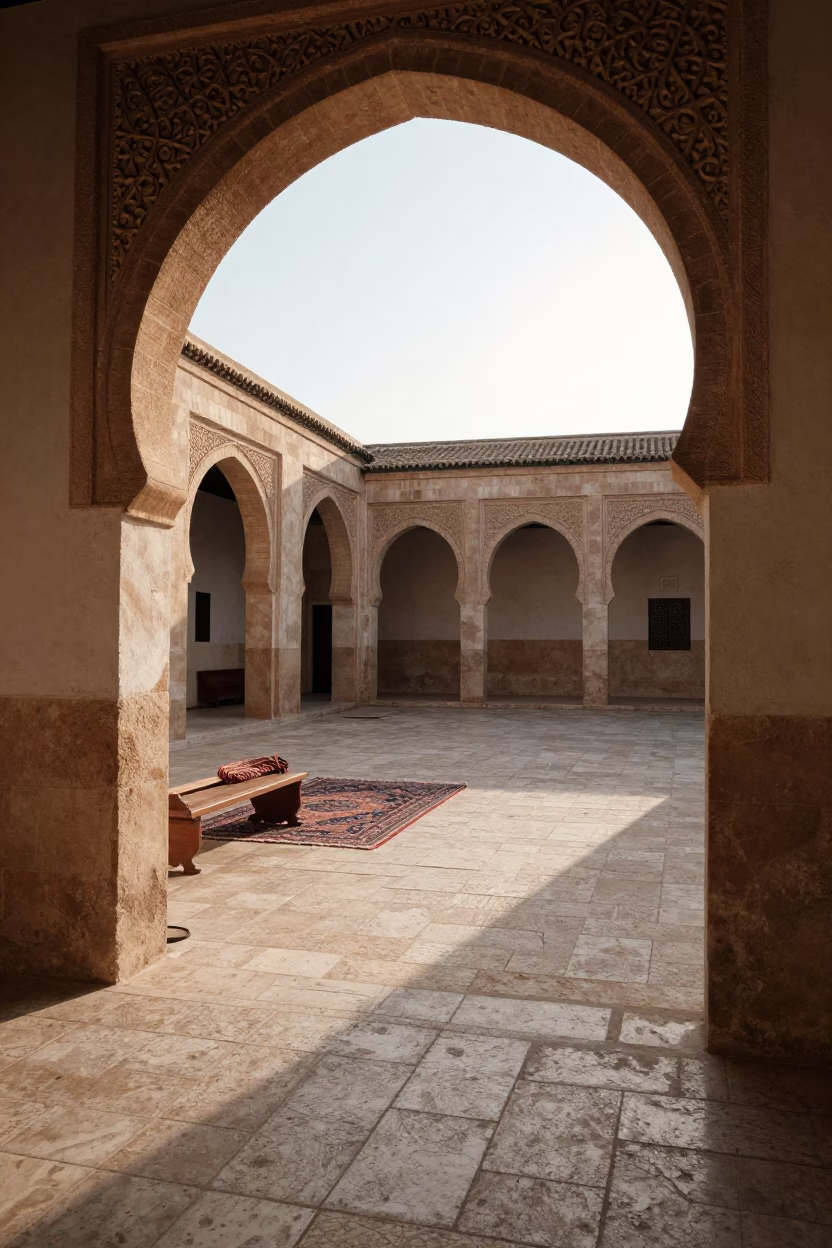 Tunisian Courtyard in Tunis at First Light Of Dawn in in Tunis, Tunisia