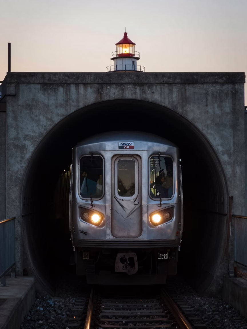 Tunnel at Nautical Dawn Light in Philadelphia in in Philadelphia, Pennsylvania, United States