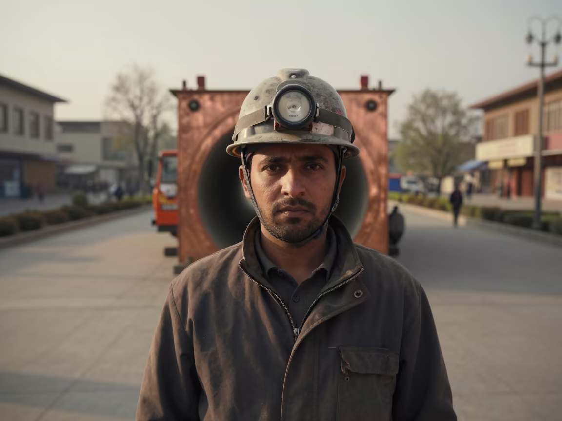 Tunnel Borer Portrait in Leh Square in at a public square in Leh