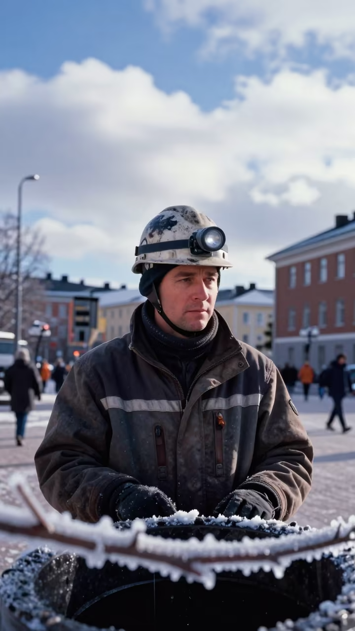 Tunnel Borer Portrait Oulu Winter Square in at a public square in Oulu