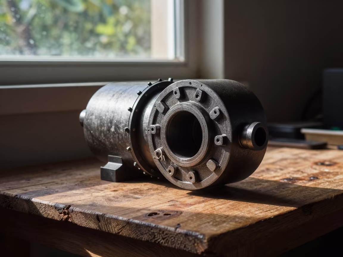 Tunnel Boring Machine Model on Wooden Bench in on a wooden workbench near Port Elizabeth