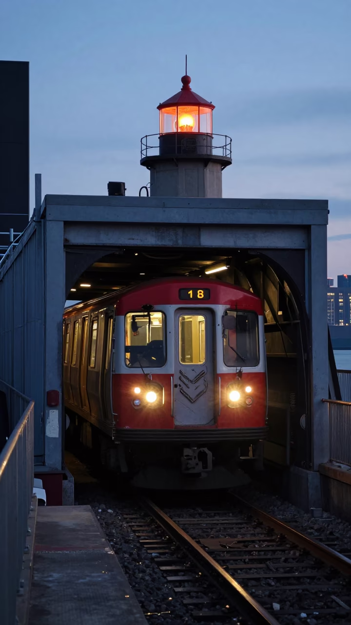 Tunnel City in New York at Nautical Dawn Light in in New York, New York, United States