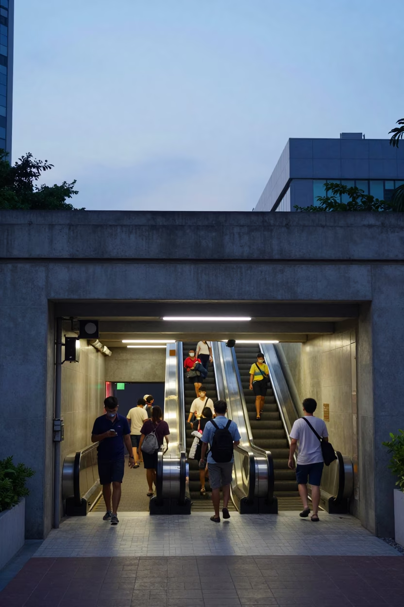 Tunnel Entrance in Bangkok at First Light Of Dawn in in Bangkok, Thailand